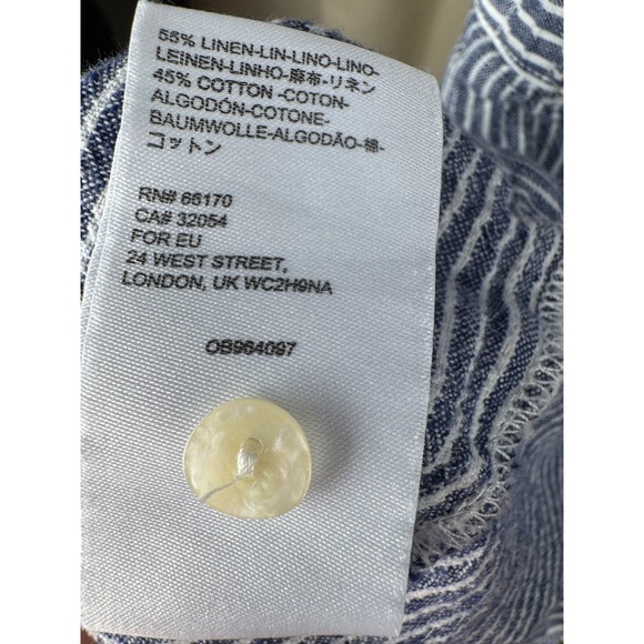 By Anthropologie Striped Linen Blend Sleeveless‎ Romper Jumpsuit Blue White 8 - Picture 10 of 10